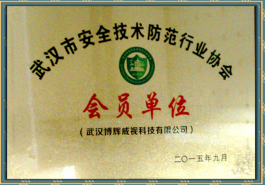 武汉安防监控公司博辉威视安防技术防范协会会员证书